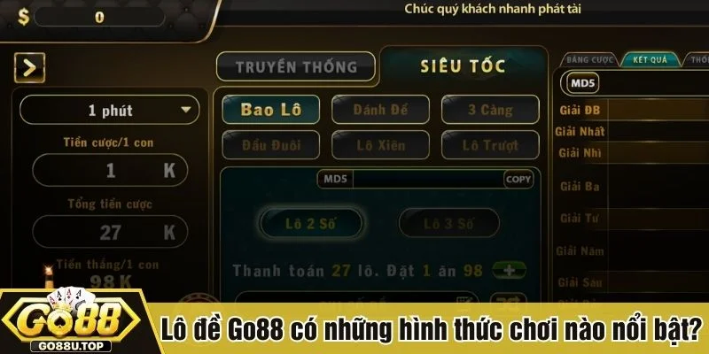 Lô đề Go88 tập hợp đa dạng thể loại đặt số