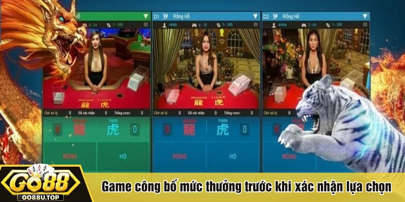 Game công bố mức thưởng trước khi xác nhận lựa chọn