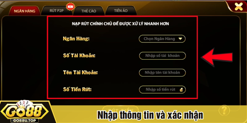 Nhập thông tin và xác nhận
